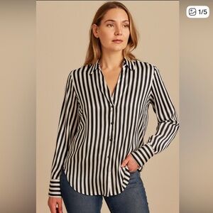 Chic Black and White Striped Button-Down Shirt